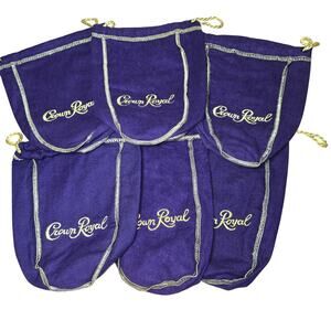 Lot of 6 Crown Royal Bags Purple Gold , All 8" Length Bags Excellent Condition